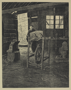 28988 Interieur van de scheepstimmerwerf aan de Helling te Utrecht: de werkplaats.01-01-1900-31-12-1920